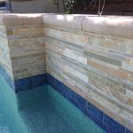 Pool plaster Blue Diamond Pebble, Pool Tile Verona Blue, Stone Veneer Arizona Stackstone Golden