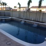 pool spa water feature sheet feeder raised bond beam white coping paver