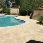 backyard with pool pavers coping radiant fusion pearl