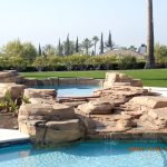 Pool spa rockwork wetedge baja bench slide